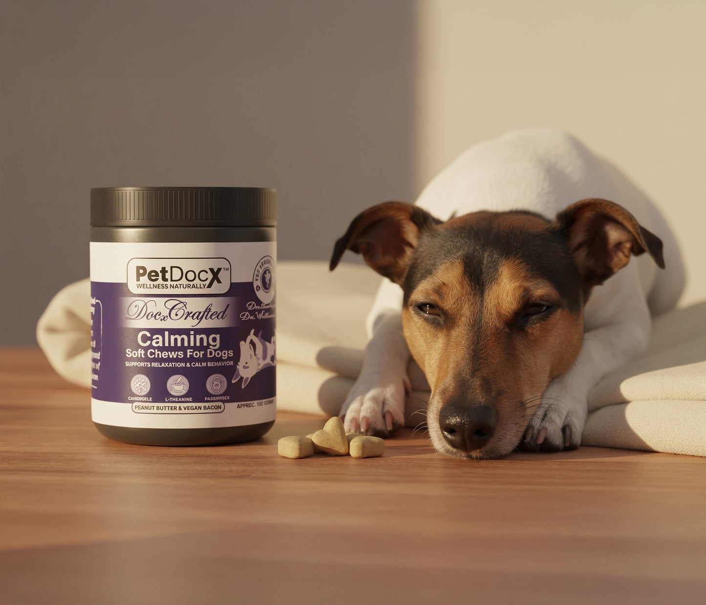 PetDocX Crafted Calm — Anxiety & Stress Soft Chews for Dogs